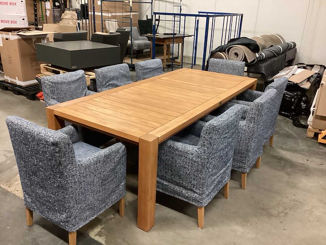 Exotan eetkamertafel met 8 stoelen - afbeelding 1 van  5