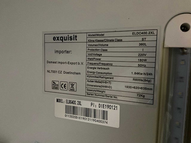 Exquisit eldc 400 2xl glasdeur koelkast - afbeelding 6 van  6