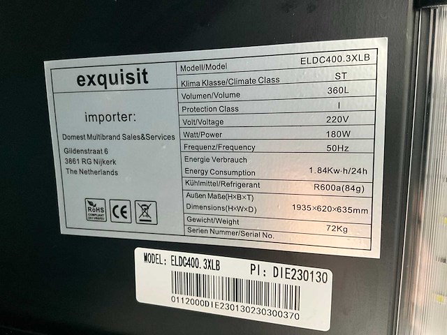 Exquisit eldc400.3xlb glasdeurkoeling - afbeelding 5 van  6