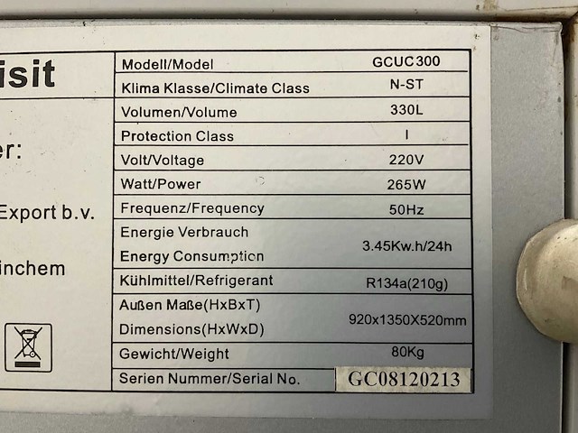 Exquist - gcuc300 - koeling 3 deurs 220v - afbeelding 7 van  8