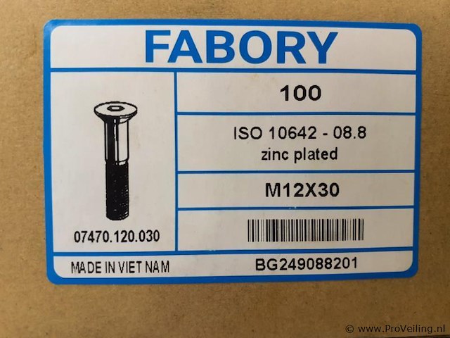 Fabory verzonken schroef m12x30 - afbeelding 2 van  3