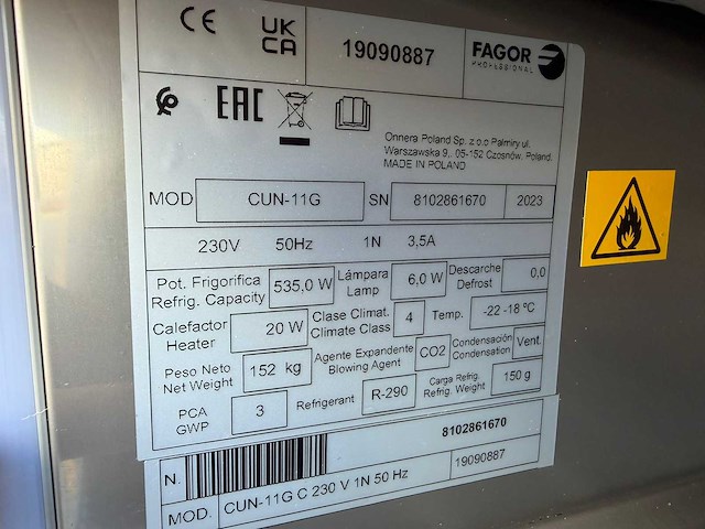 Fagor - cun-11g ongebruikt - vriezer - afbeelding 4 van  4