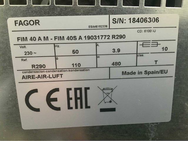 Fagor fim 40 ijsblokjesmachine - afbeelding 7 van  7