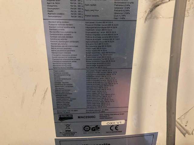 Fairline mac2300c mobiele airco - afbeelding 3 van  4