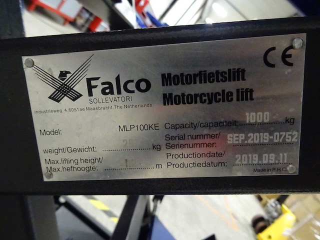 Falco - 2019 - mlp100ke - hydraulische schaarheftafel - afbeelding 5 van  5