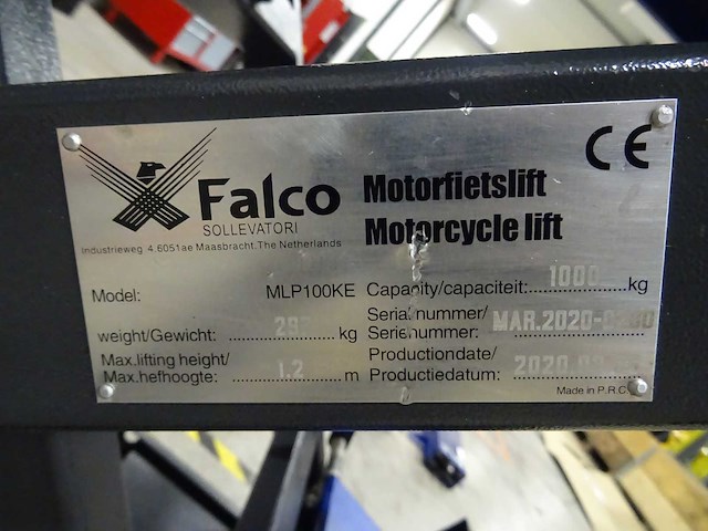 Falco - 2020 - mlp100ke - hydraulische schaarheftafel - afbeelding 5 van  5