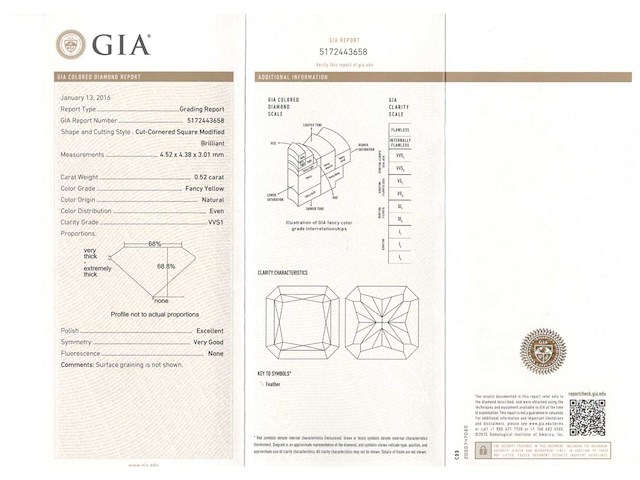 Fancy diamant 0.52 carat gecertificeerd - afbeelding 1 van  1