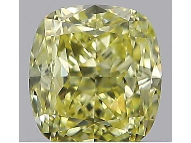 Fancy geel kussenvorm diamant 0.40 carat gia gecertificeerd - afbeelding 1 van  4