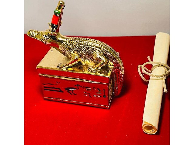 Farao, obelisk en sobek egyptische kunstgouden beelden - afbeelding 15 van  17