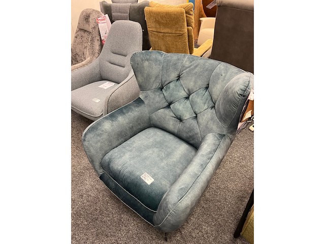 Fauteuil amerika, velvet blauw - afbeelding 1 van  5