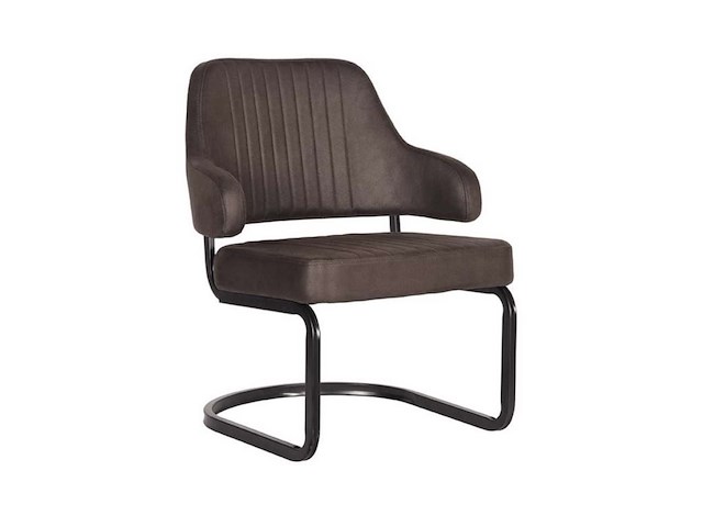 Fauteuil, antraciet microvezelstof, metalen onderstel - afbeelding 1 van  1