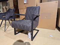 Fauteuil, antraciet microvezelstof, zwart metalen onderstel - afbeelding 1 van  5