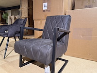 Fauteuil, antraciet microvezelstof, zwart metalen onderstel - afbeelding 3 van  5