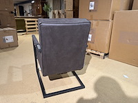 Fauteuil, antraciet microvezelstof, zwart metalen onderstel - afbeelding 4 van  5
