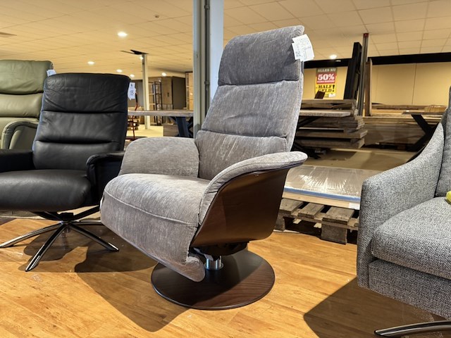 Fauteuil, antraciet stof, hout design - afbeelding 1 van  4