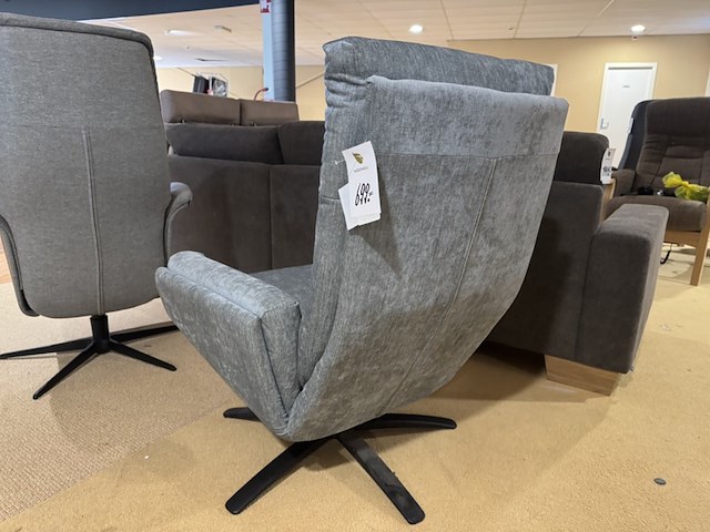 Fauteuil, blauw stof, zwarte poot - afbeelding 3 van  4