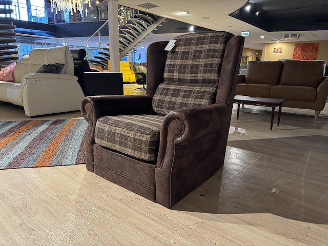 Fauteuil, bruin/ruit - afbeelding 1 van  3