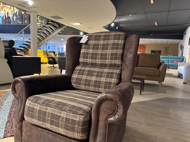 Fauteuil, bruin/ruit - afbeelding 3 van  3