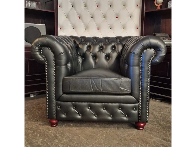 Fauteuil chesterfield, brighton, zwart - afbeelding 1 van  5