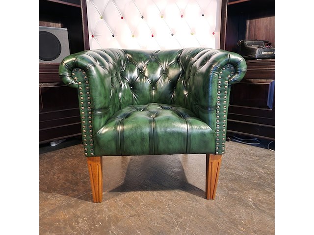 Fauteuil chesterfield, club chair, groen - afbeelding 1 van  5