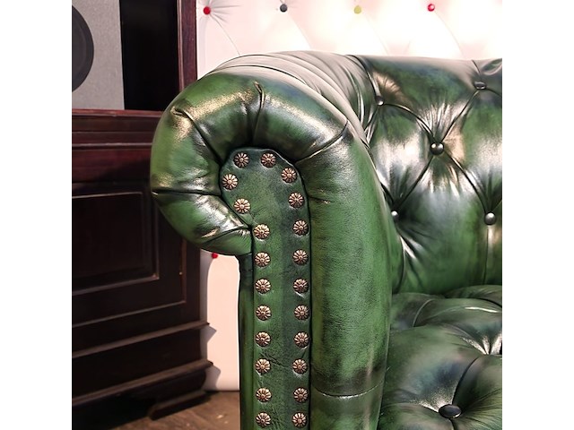 Fauteuil chesterfield, club chair, groen - afbeelding 2 van  5