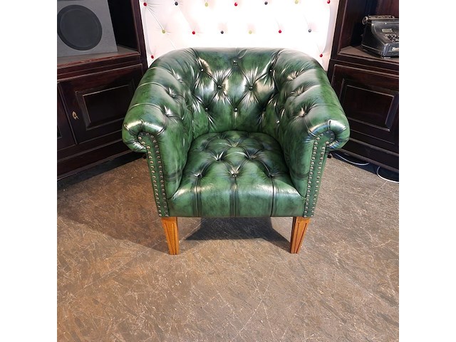 Fauteuil chesterfield, club chair, groen - afbeelding 3 van  5