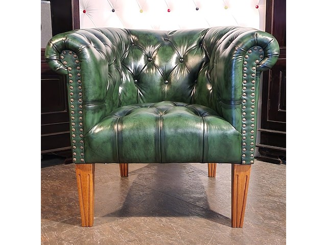 Fauteuil chesterfield, club chair, groen - afbeelding 4 van  5