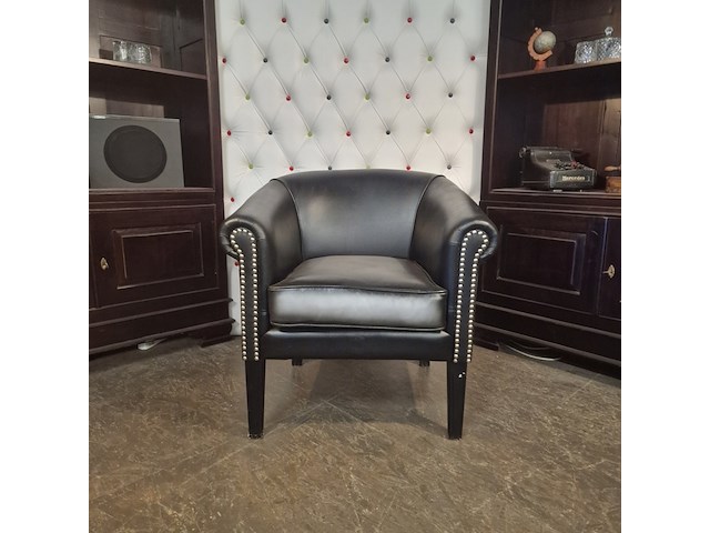 Fauteuil chesterfield, club chair, zwart - afbeelding 1 van  5