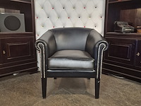 Fauteuil chesterfield, club chair, zwart