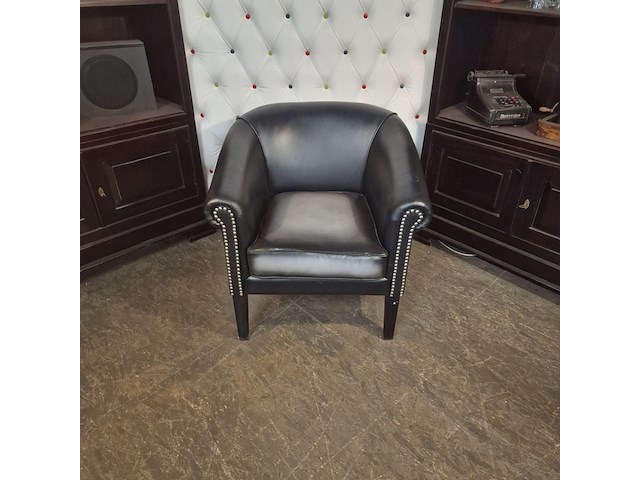 Fauteuil chesterfield, club chair, zwart - afbeelding 2 van  5