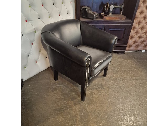 Fauteuil chesterfield, club chair, zwart - afbeelding 3 van  5