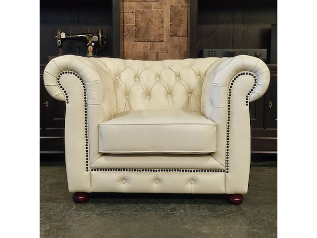 Fauteuil chesterfield, cresswell, creme - afbeelding 1 van  4