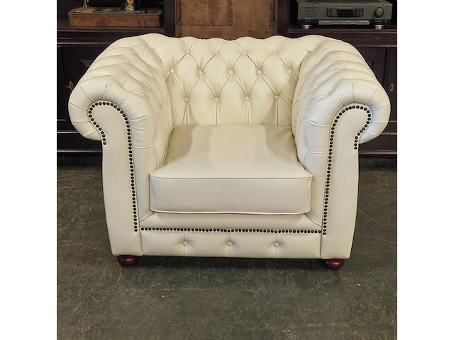 Fauteuil chesterfield, cresswell, creme - afbeelding 2 van  4