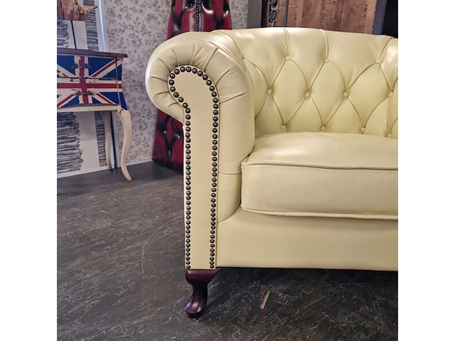 Fauteuil chesterfield, hampton, creme - afbeelding 4 van  5
