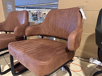 Fauteuil, cognac microvezelstof, metalen onderstel - afbeelding 2 van  3
