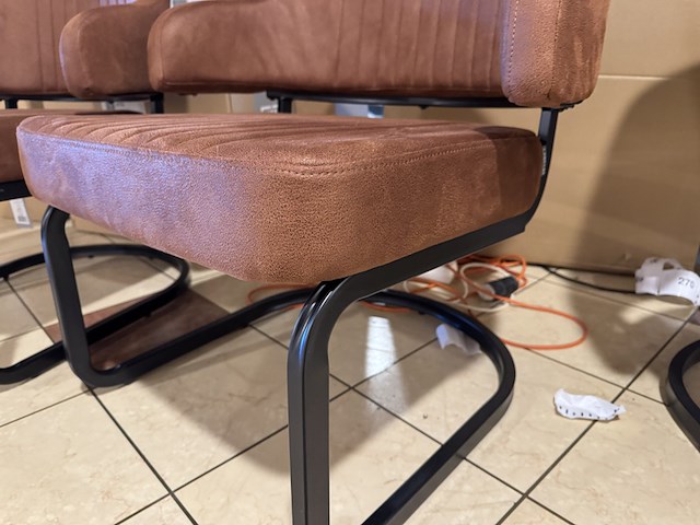 Fauteuil, cognac microvezelstof, metalen onderstel - afbeelding 3 van  3