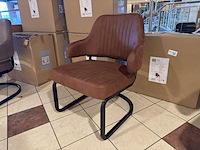 Fauteuil, cognac microvezelstof, metalen onderstel - afbeelding 1 van  3