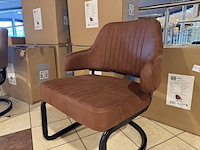 Fauteuil, cognac microvezelstof, metalen onderstel - afbeelding 2 van  3
