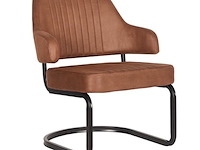 Fauteuil, cognac microvezelstof, zwart metalen onderstel - afbeelding 1 van  2