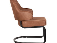Fauteuil, cognac microvezelstof, zwart metalen onderstel - afbeelding 2 van  2