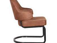 Fauteuil, cognac microvezelstof, zwart metalen onderstel - afbeelding 2 van  2