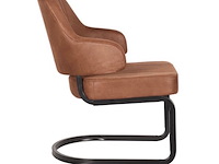 Fauteuil, cognac microvezelstof, zwart metalen onderstel - afbeelding 2 van  2