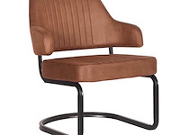 Fauteuil, cognac microvezelstof, zwart metalen onderstel - afbeelding 1 van  2