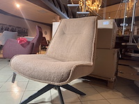 Fauteuil, cognac teddystof, draaibaar, zwarte poot - afbeelding 2 van  5