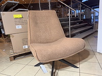 Fauteuil, cognac teddystof, draaibaar, zwarte poot - afbeelding 3 van  5