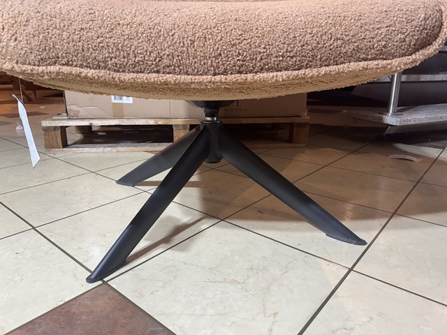 Fauteuil, cognac teddystof, draaibaar, zwarte poot - afbeelding 5 van  5