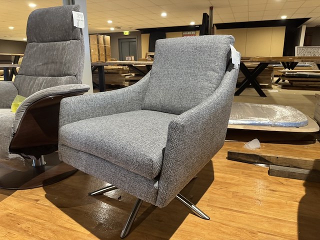 Fauteuil, grijs stof, rvs poot - afbeelding 1 van  4