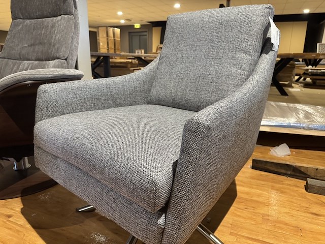 Fauteuil, grijs stof, rvs poot - afbeelding 2 van  4