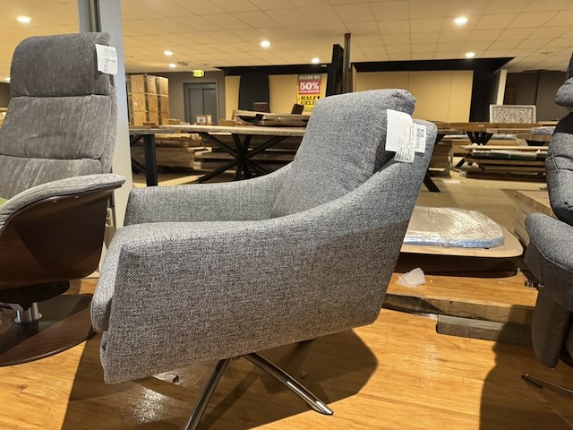 Fauteuil, grijs stof, rvs poot - afbeelding 3 van  4