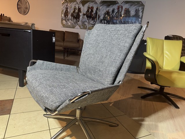 Fauteuil, grijs stof, rvs poten - afbeelding 2 van  4